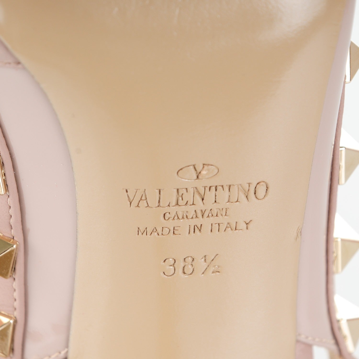 Valentino Garavani Patent Rockstud Ankle Strap Pumps 38.5 Poudre 7 of 8