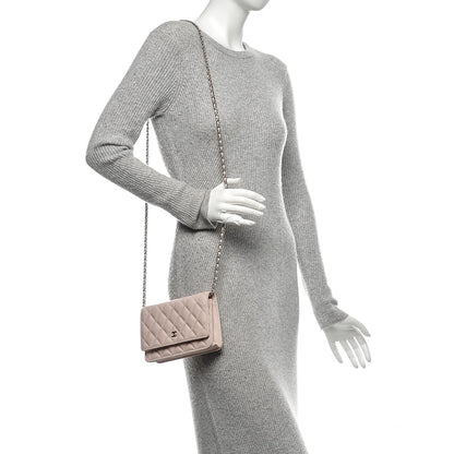 Chanel Pearly Caviar Quilted Wallet On Chain WOC Pink 2 of 8