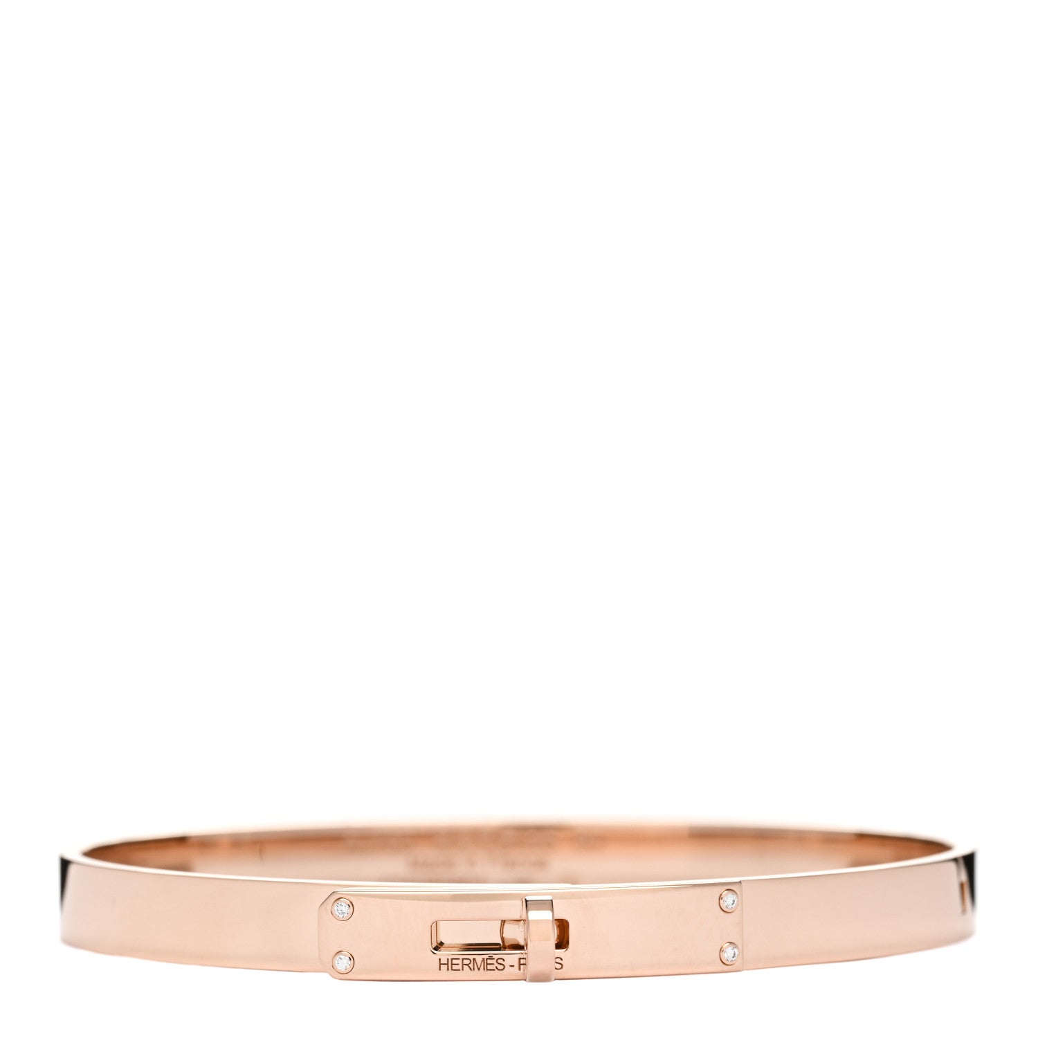 Hermes 18K Rose Gold Diamond PM Kelly Bracelet SH 1 of 3