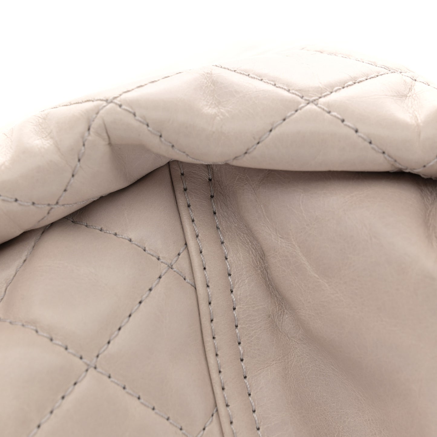 Glazed Calfskin Quilted Shopping Tote Light Beige