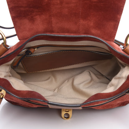 Chloe Suede Studded Small Lexa Shoulder Bag Saffron Red 7 of 19