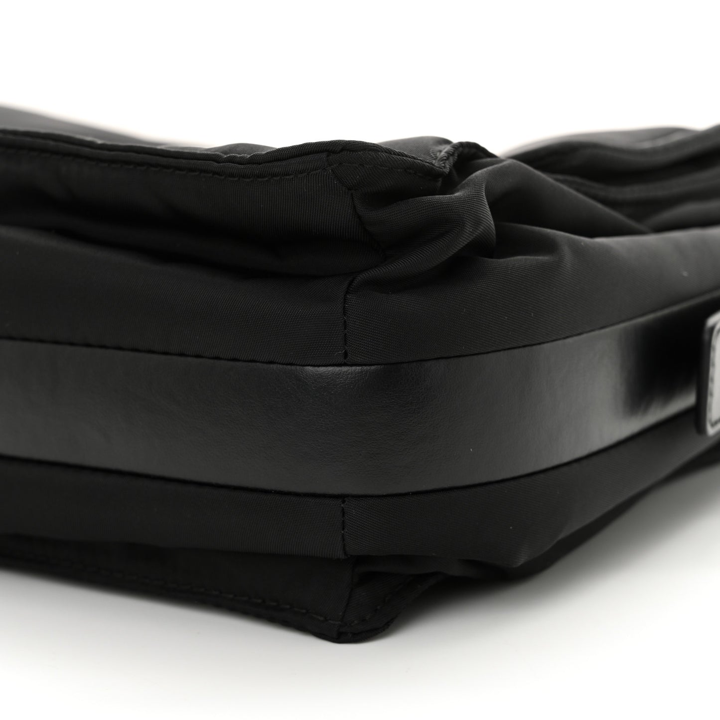 Re-Nylon Vitello Padded Large Flap Shoulder Bag Black