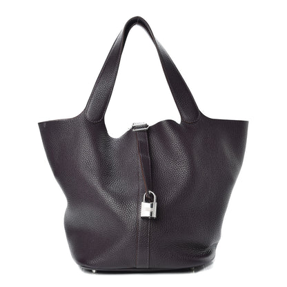 Hermes Taurillon Clemence Picotin Lock 26 GM Raisin 1 of 11