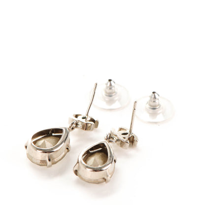 Chanel CC Crystal Teardrop Dangle Earrings Silver 3 of 5