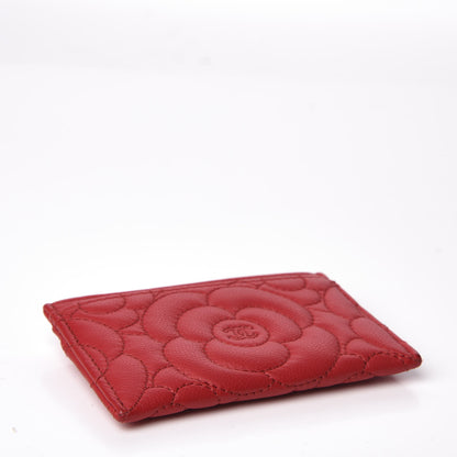 Chanel Caviar Camellia Embossed Card Holder Red 3 of 10