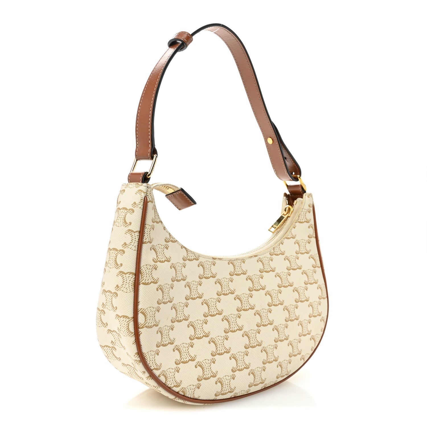 Celine Canvas Calfskin Ava Triomphe Shoulder Bag White 3 of 12