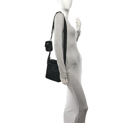 Prada Tessuto Nylon Saffiano Pocket Messenger Shoulder Bag Black 2 of 15