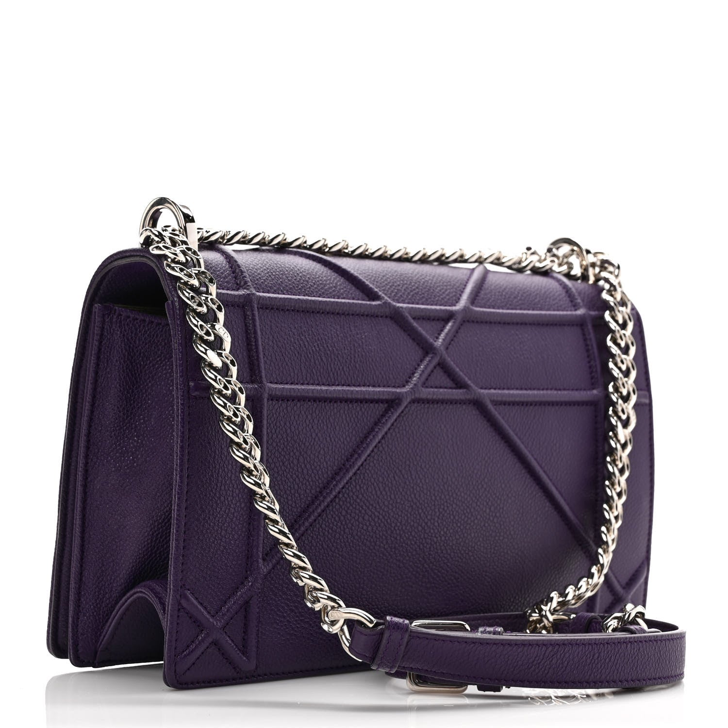 Christian Dior Grained Calfskin Medium Diorama Flap Bag Purple 3 of 10