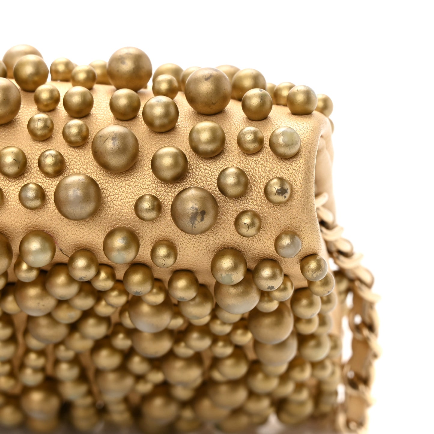 Lambskin Pearls Flap Gold