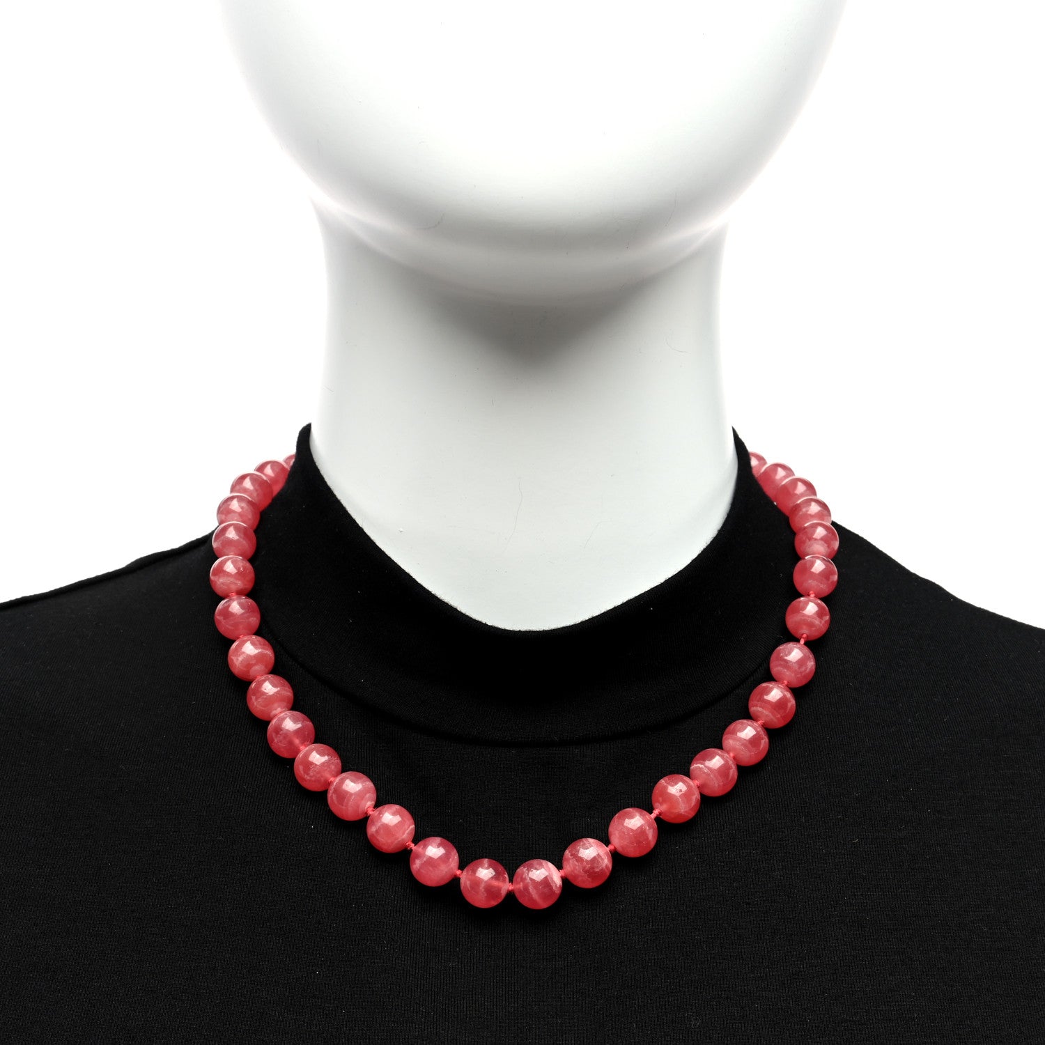 Tiffany Sterling Silver Rhodochrosite 10mm Paloma Picasso Bead Necklace 2 of 5
