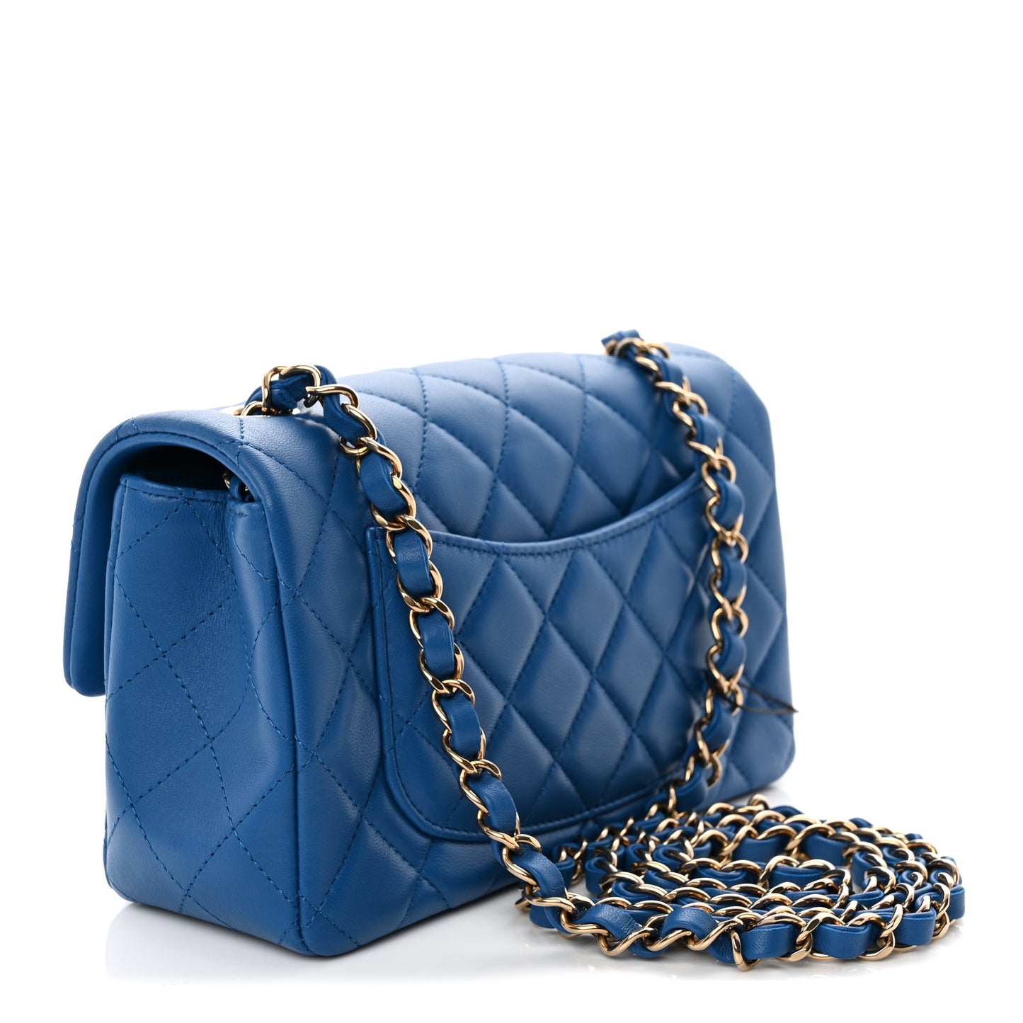 Lambskin Quilted Mini Rectangular Flap Blue