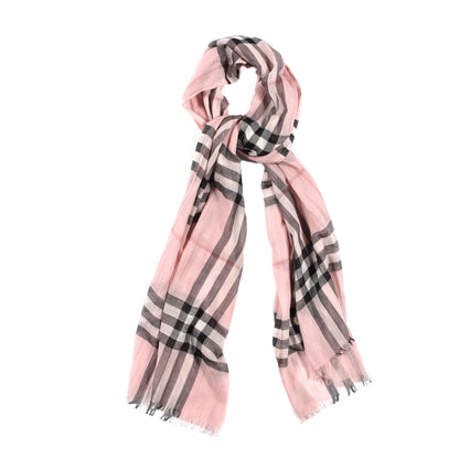 Burberry Wool Silk Gauze Giant Check Scarf Alabaster Pink 1 of 3