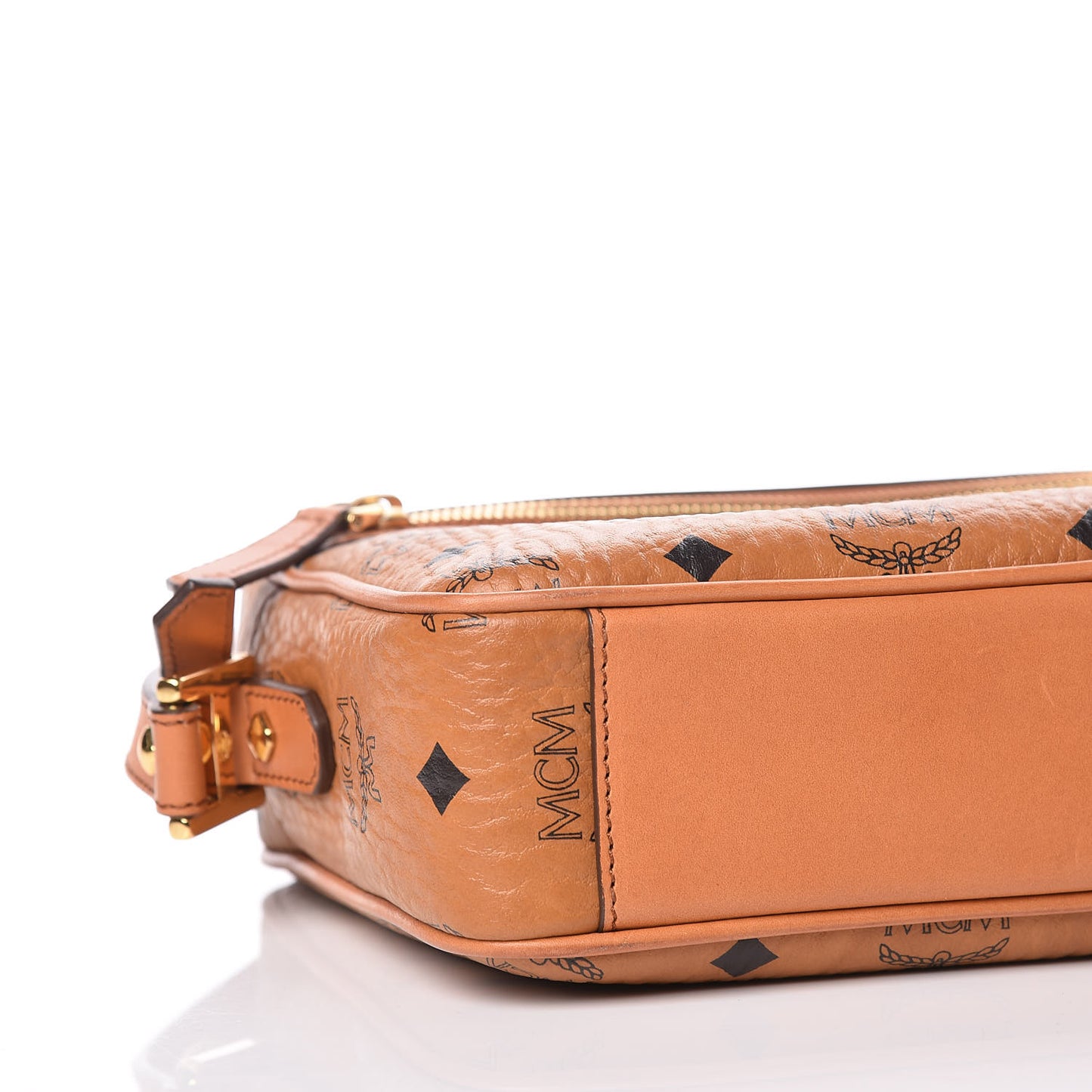 Visetos Medium Heritage Line Camera Crossbody Bag Cognac
