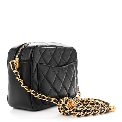 Chanel Lambskin Quilted CC Pearl Crush Camera Case Black 3 of 10