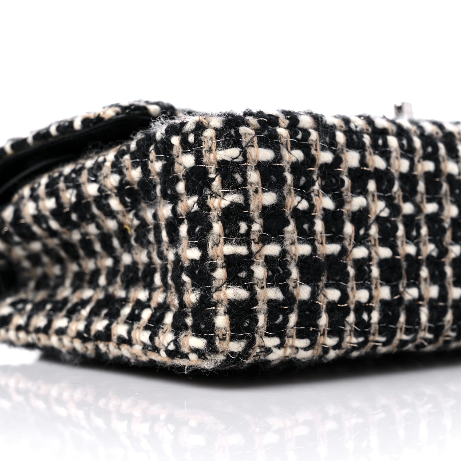Chanel Tweed Quilted Medium Double Flap Black Multicolor 9 of 14