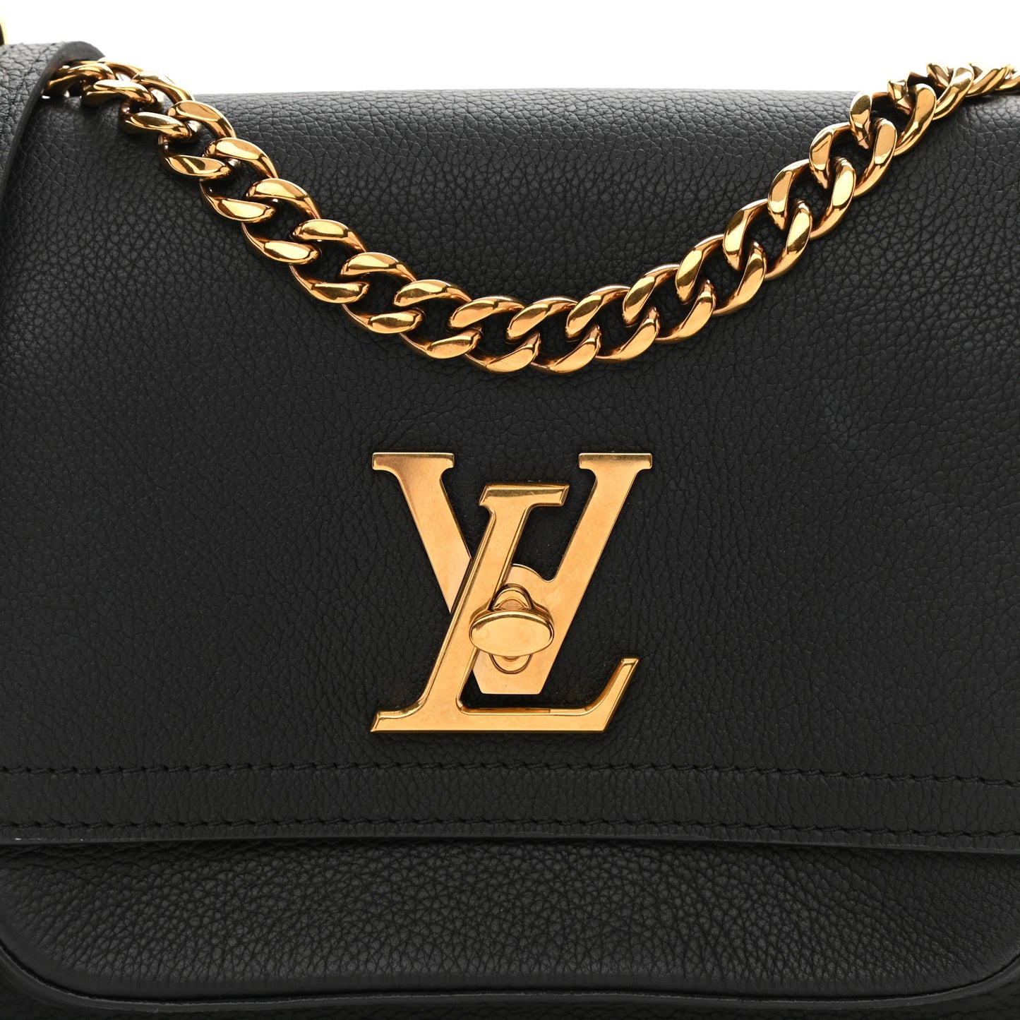 Grained Calfskin Lockme Chain Bag PM Black