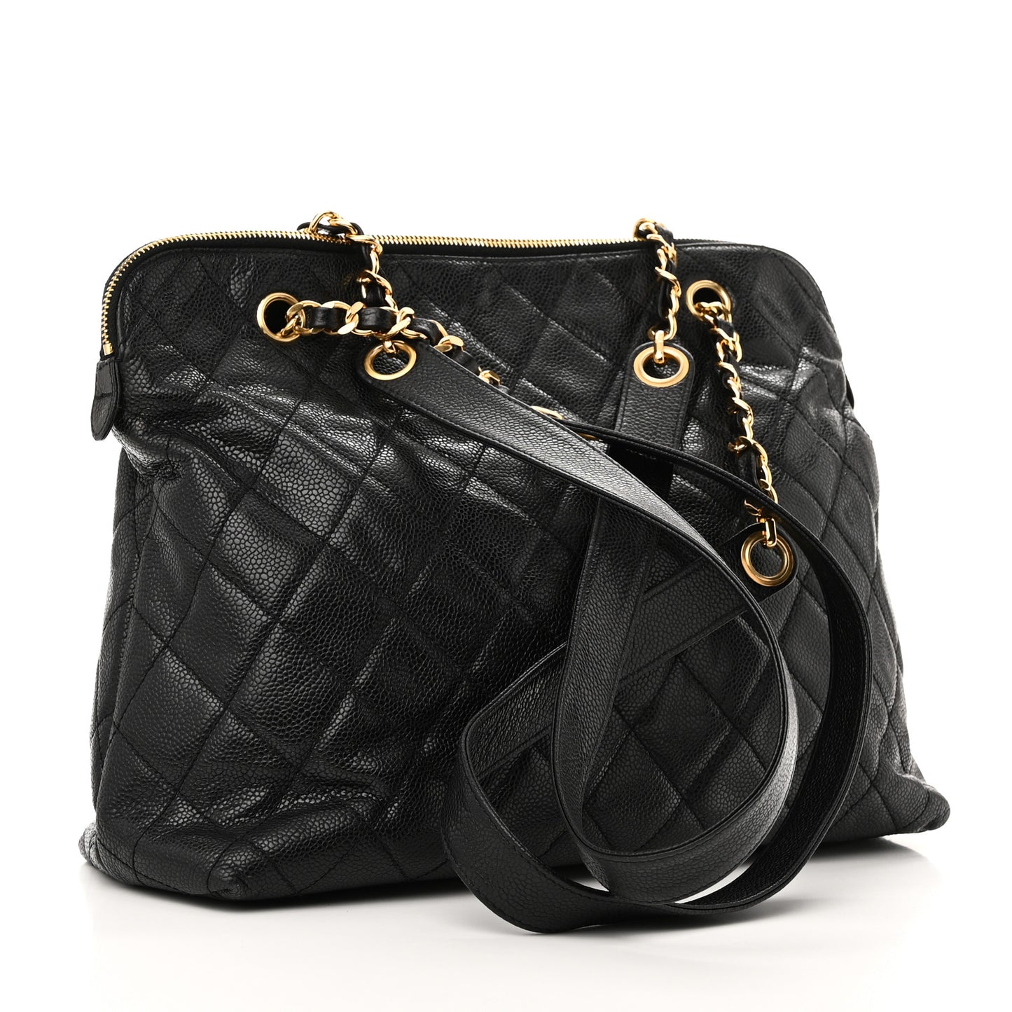 Caviar Quilted Flap Shoulder Bag Black