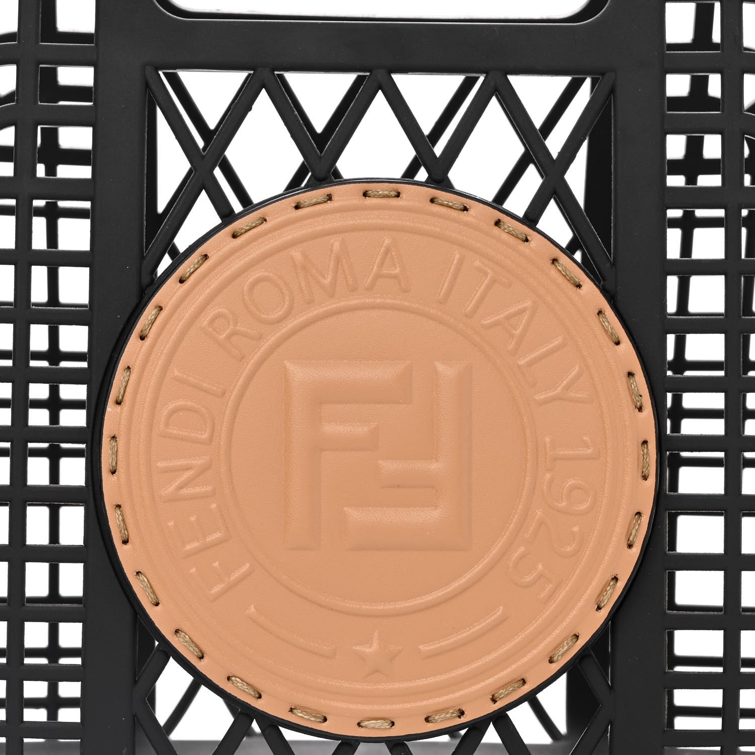 Fendi Recycled Plastic Vitello Liberty Matte Small Fendi Basket Black Miele Scuro 8 of 13