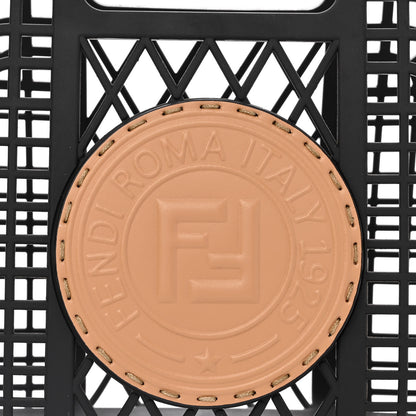 Fendi Recycled Plastic Vitello Liberty Matte Small Fendi Basket Black Miele Scuro 8 of 13
