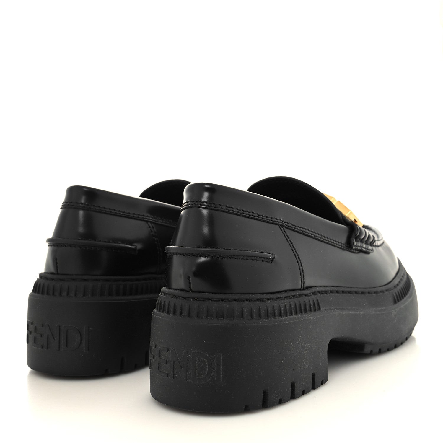 Fendi Vitello Abrasivato Fendigraphy 50mm Loafers 38 Black 4 of 8