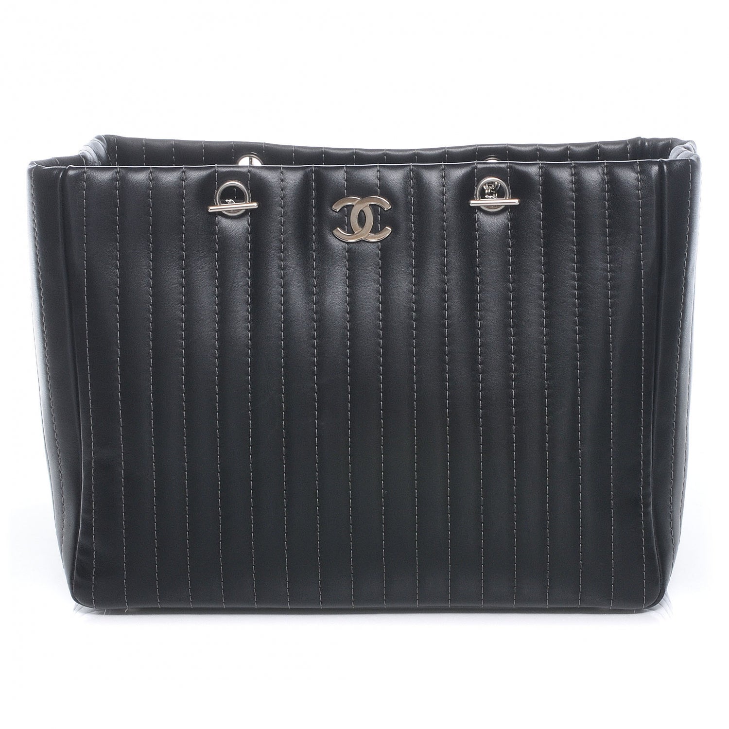 Chanel Lambskin Vertical Quilted Large Mademoiselle Tote Black 1 of 8
