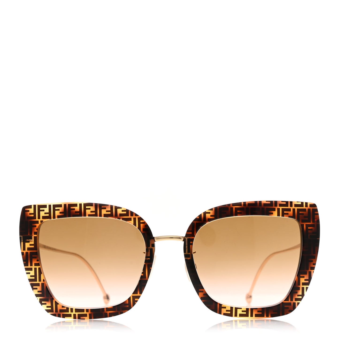 Acetate Metal F is Fendi FF Square Cat Eye Sunglasses FF 0424/F/S Havana