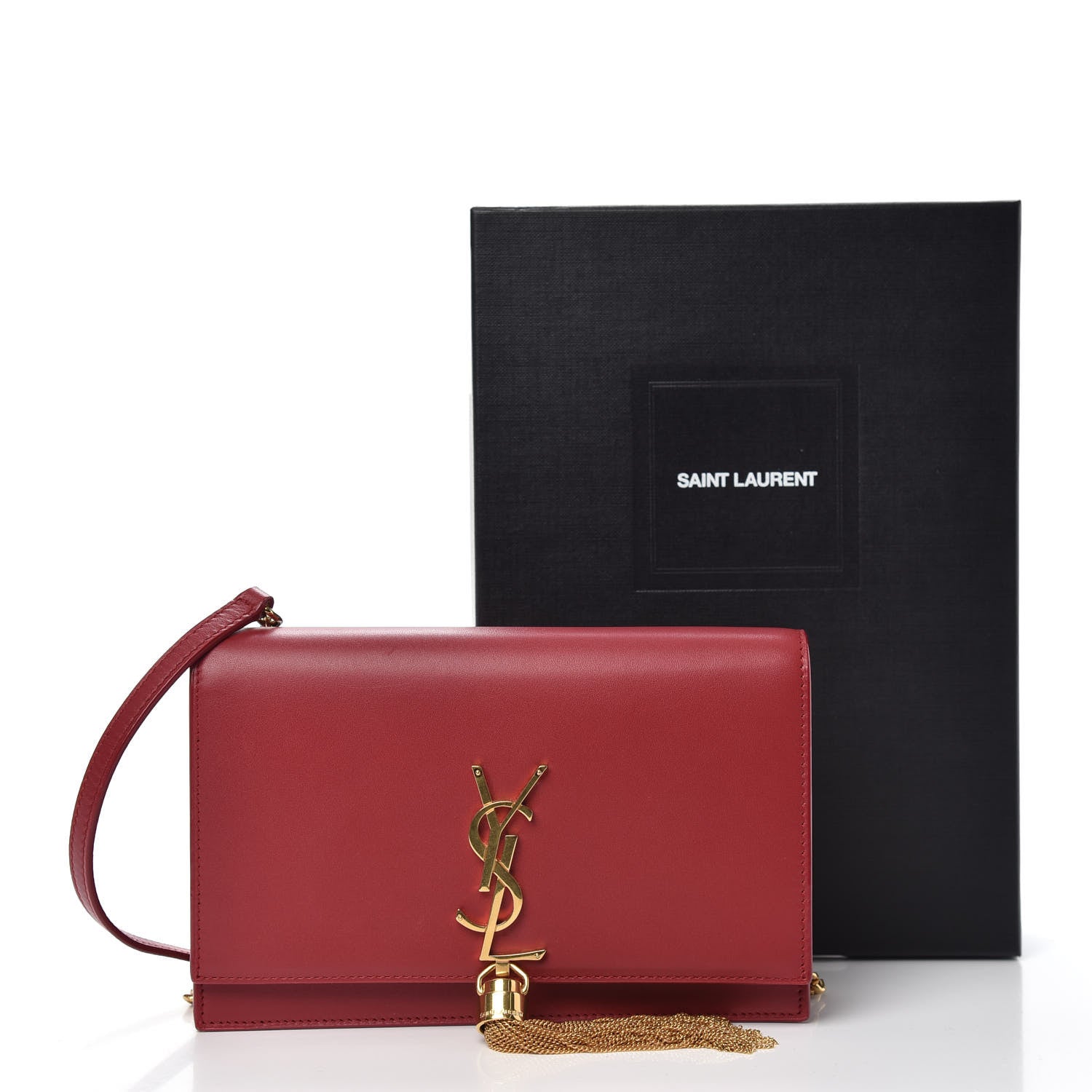 Saint Laurent Smooth Calfskin Classic Monogram Kate Tassel Chain Wallet New Lipstick 13 of 13