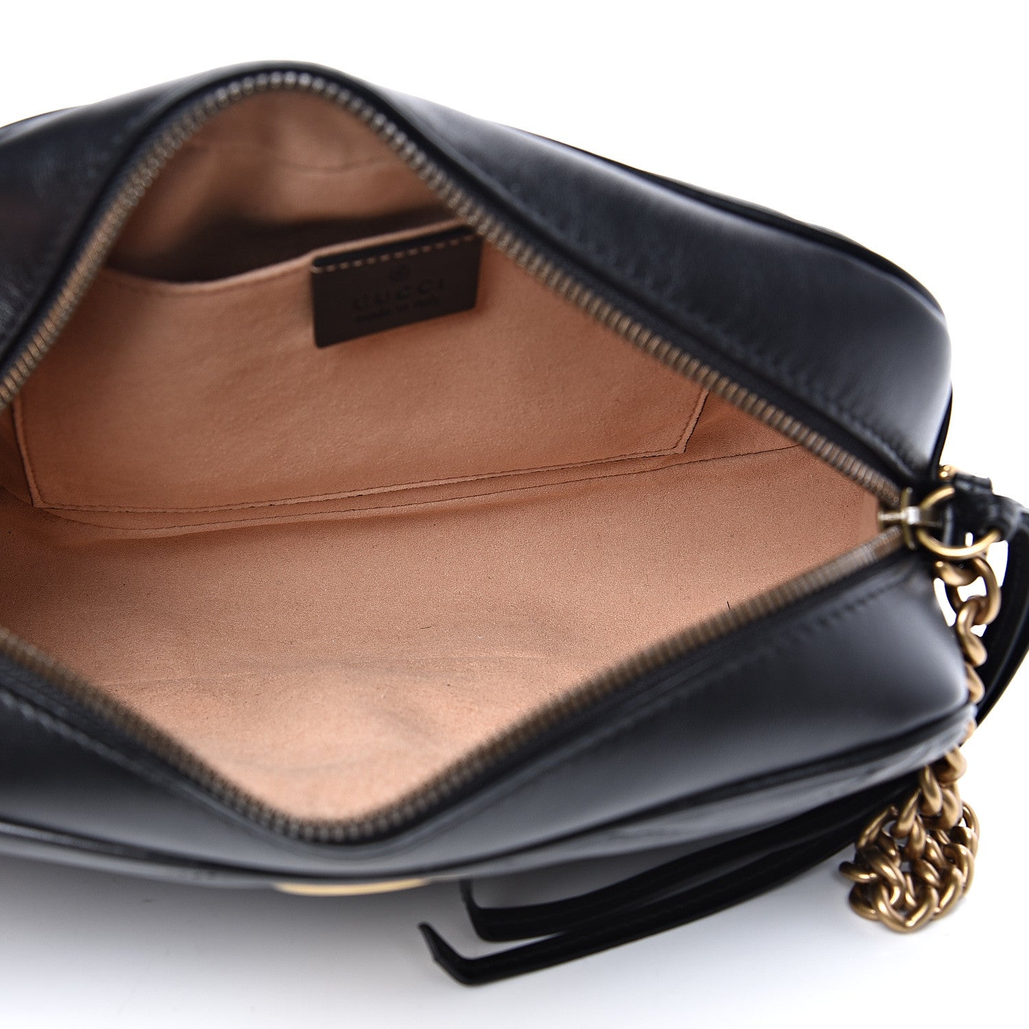 Gucci Calfskin Matelasse Small GG Marmont Chain Shoulder Bag Black 4 of 10