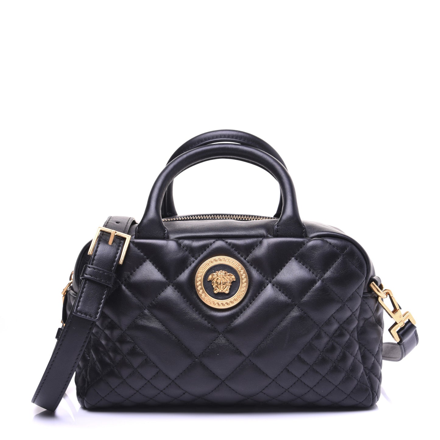 Nappa Quilted Icon Bowler Bag Black
