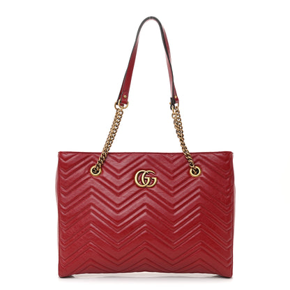 Gucci Azalea Calfskin Matelasse Medium GG Marmont Slim Tote Romantic Cerise 1 of 7