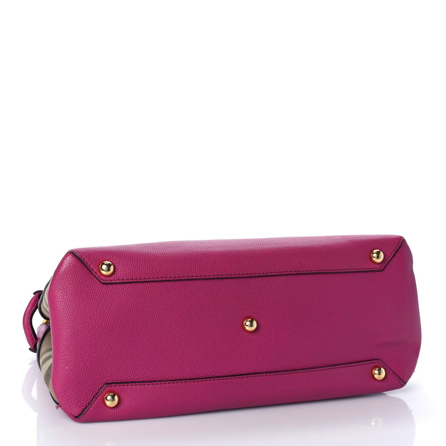 Burberry Grainy Calfskin House Check Medium Banner Tote Brilliant Fuchsia 4 of 15