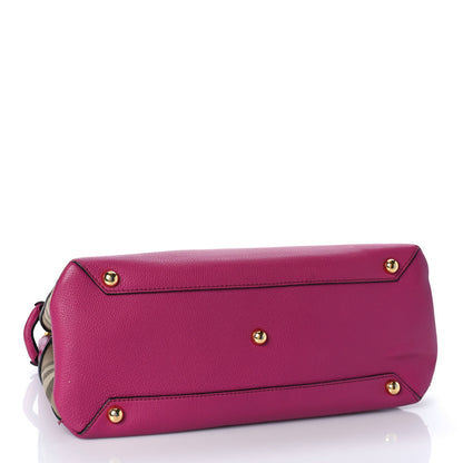 Burberry Grainy Calfskin House Check Medium Banner Tote Brilliant Fuchsia 4 of 15