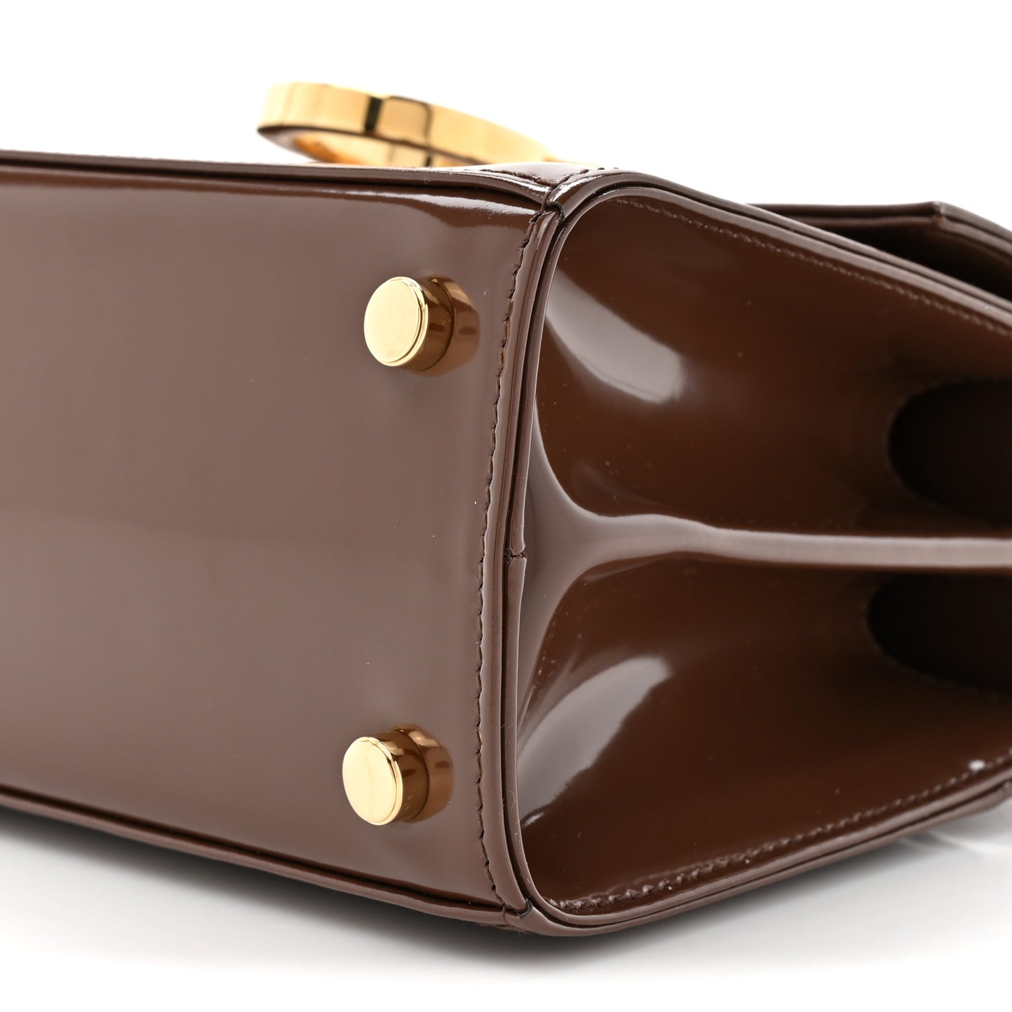 Brushed Off Calfskin Mini Iconic Top Handle Bag  Cocoa Brown