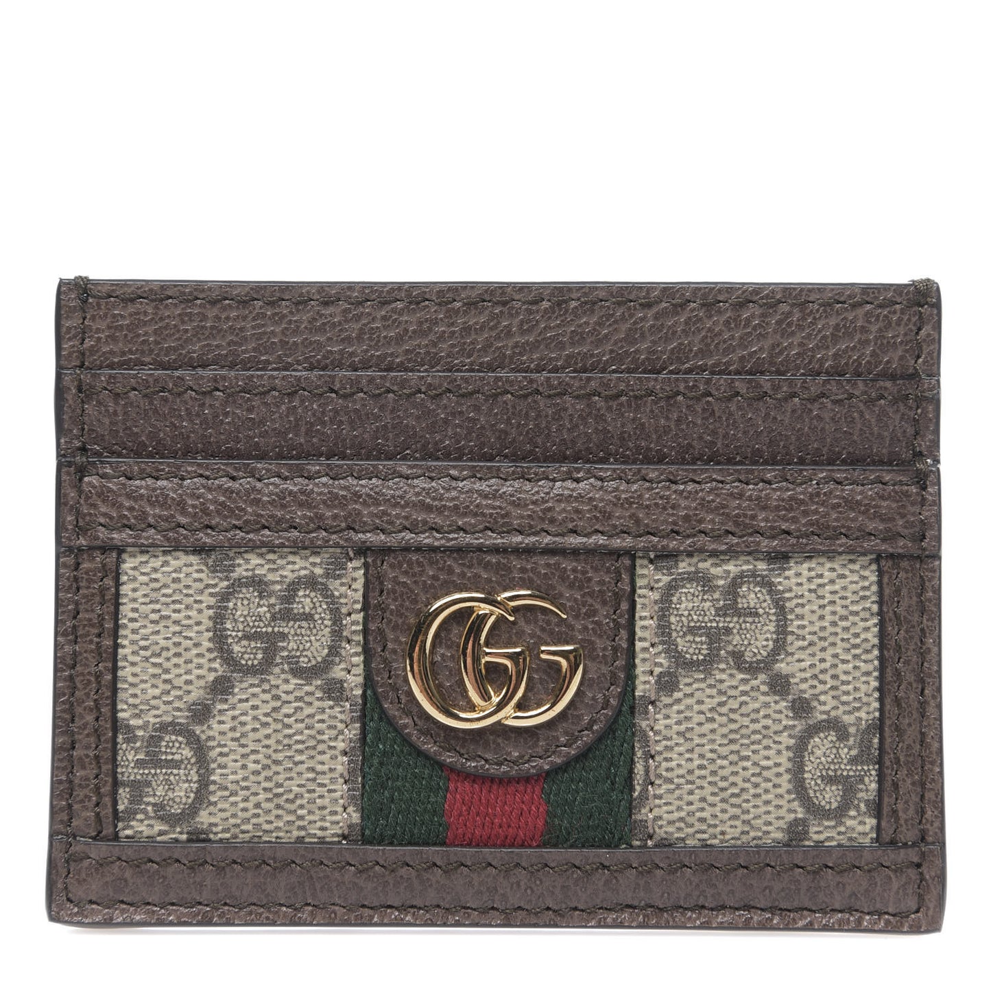 GG Supreme Monogram Ophidia Card Holder Brown