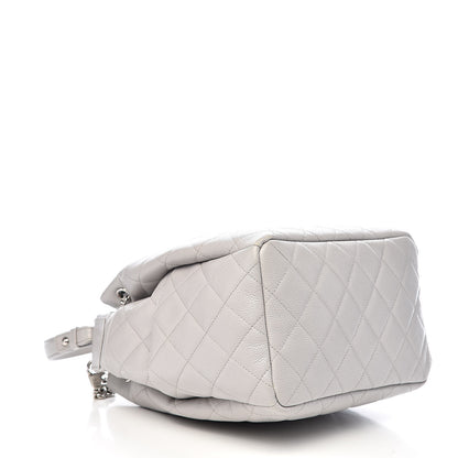 Chanel Grained Calfskin Quilted Medium CC Chain Bucket Drawstring Bag Light Grey 4 of 15