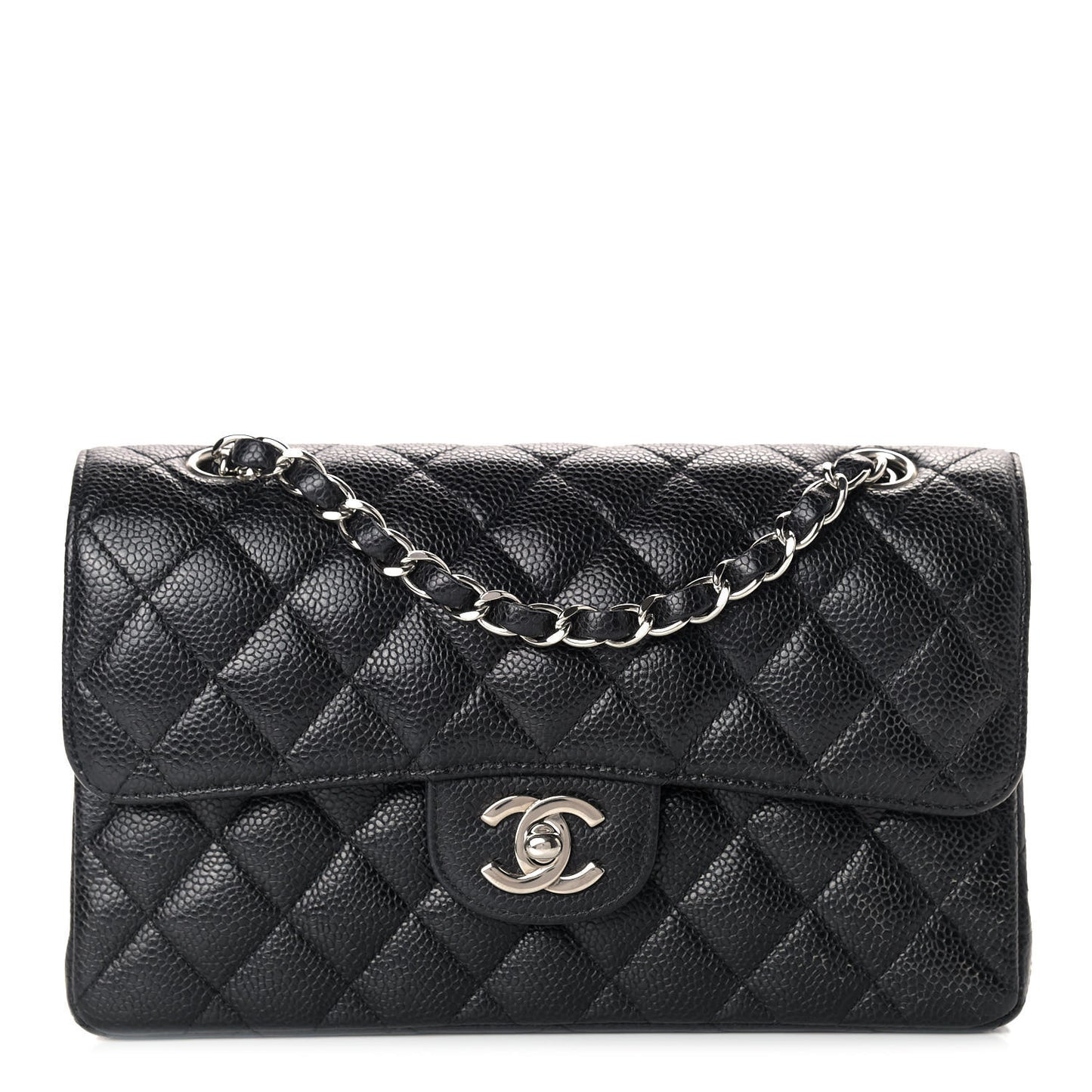 Caviar Quilted Small Double Flap Black