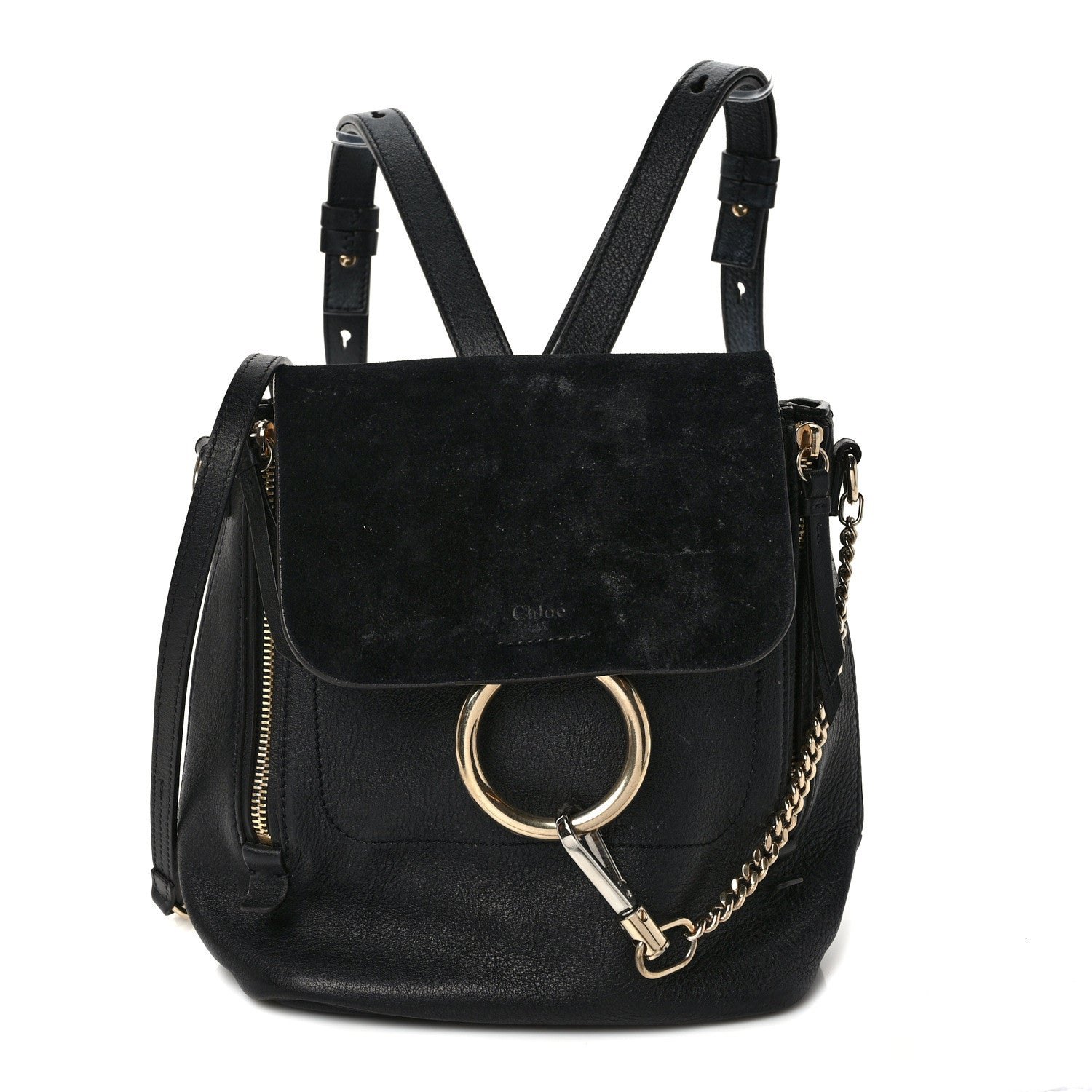 Chloe Suede Calfskin Small Faye Backpack Black 1 of 11