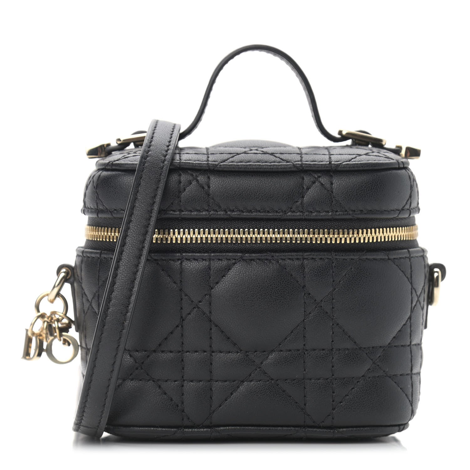 Christian Dior Lambskin Cannage Micro Lady Dior Vanity Case Black 1 of 9