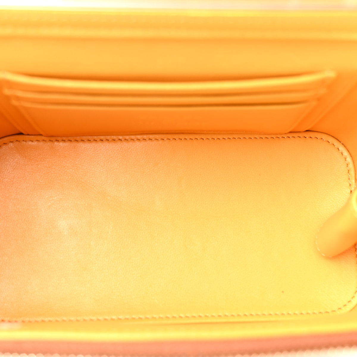 Chanel Lambskin Quilted Small Top Handle Vanity Case With Chain Light Brown Yellow 5 of 10