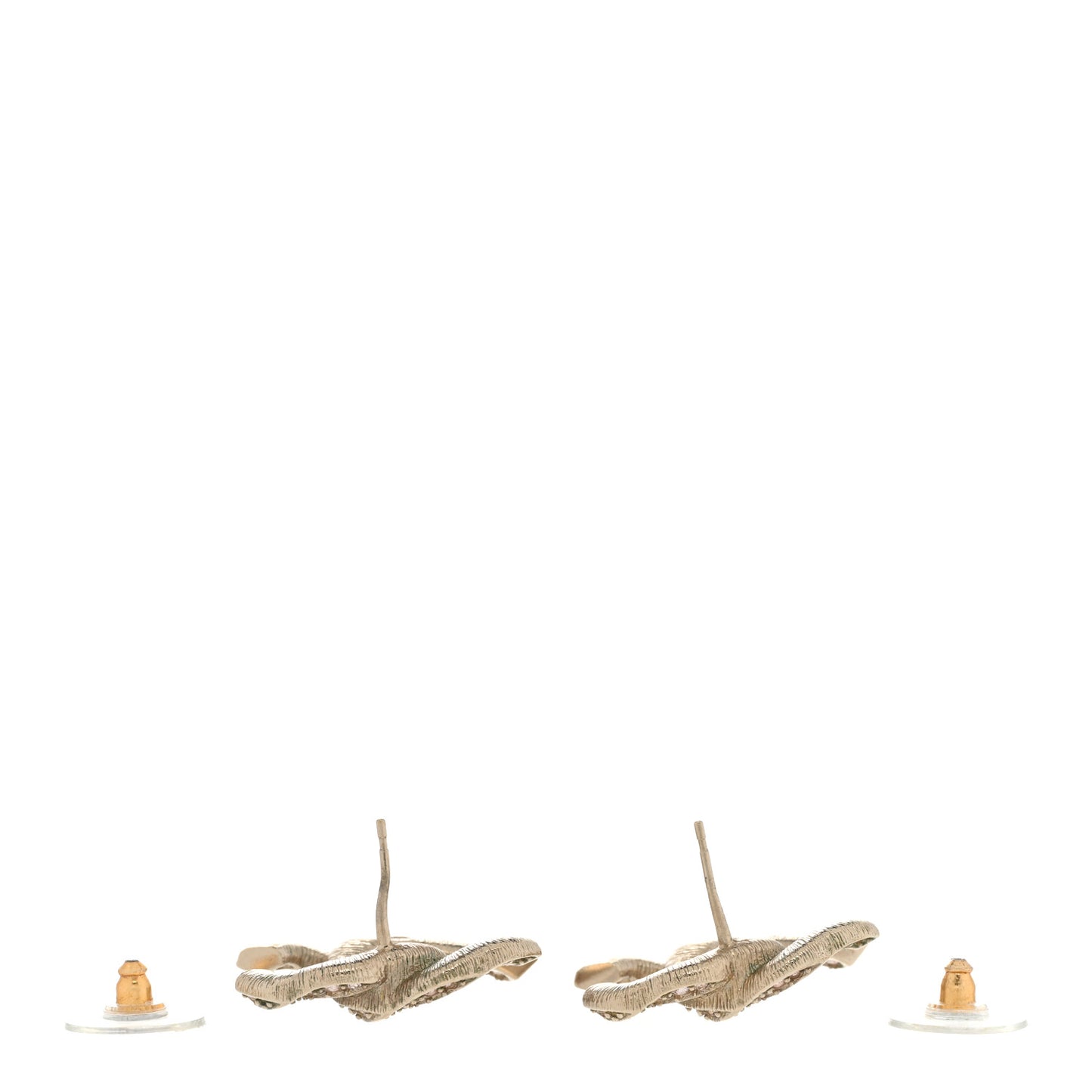 Crystal Twisted CC Earrings Light Gold Pale Pink