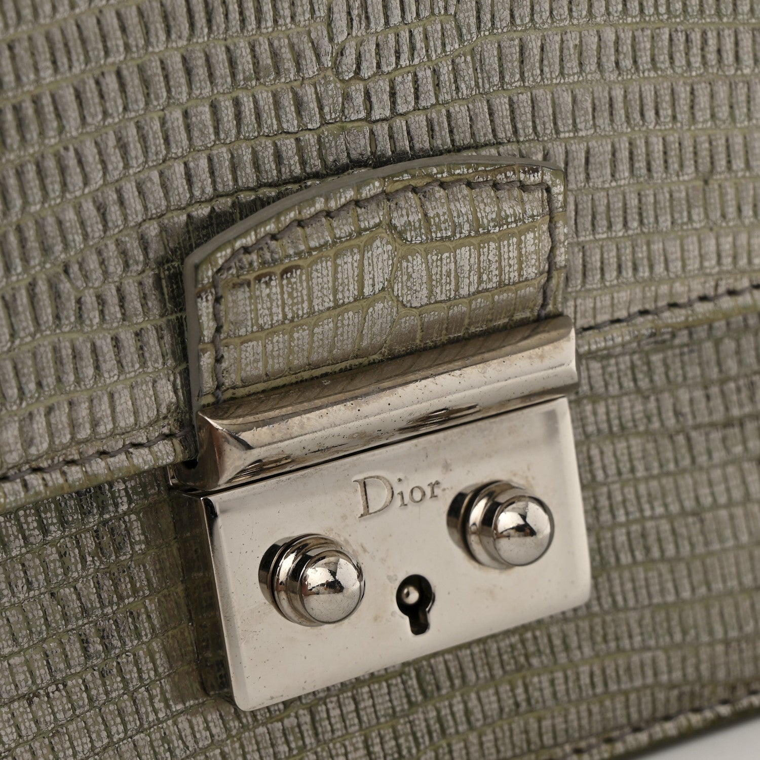 Christian Dior Metallic Lizard Miss Dior Promenade Pouch Gunmetal 11 of 12