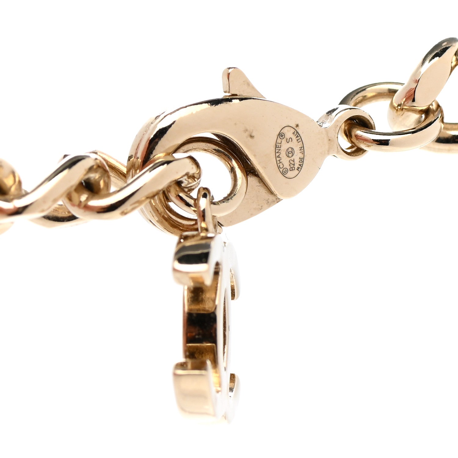 Chanel Enamel Metal Logo Choker Necklace Gold White Black 6 of 7