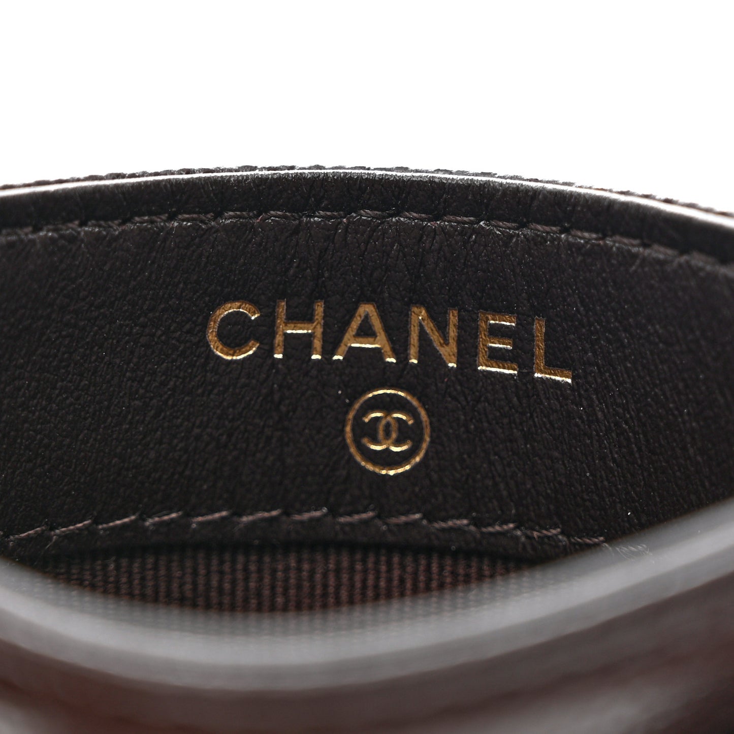 Caviar Quilted Card Holder Dark Brown