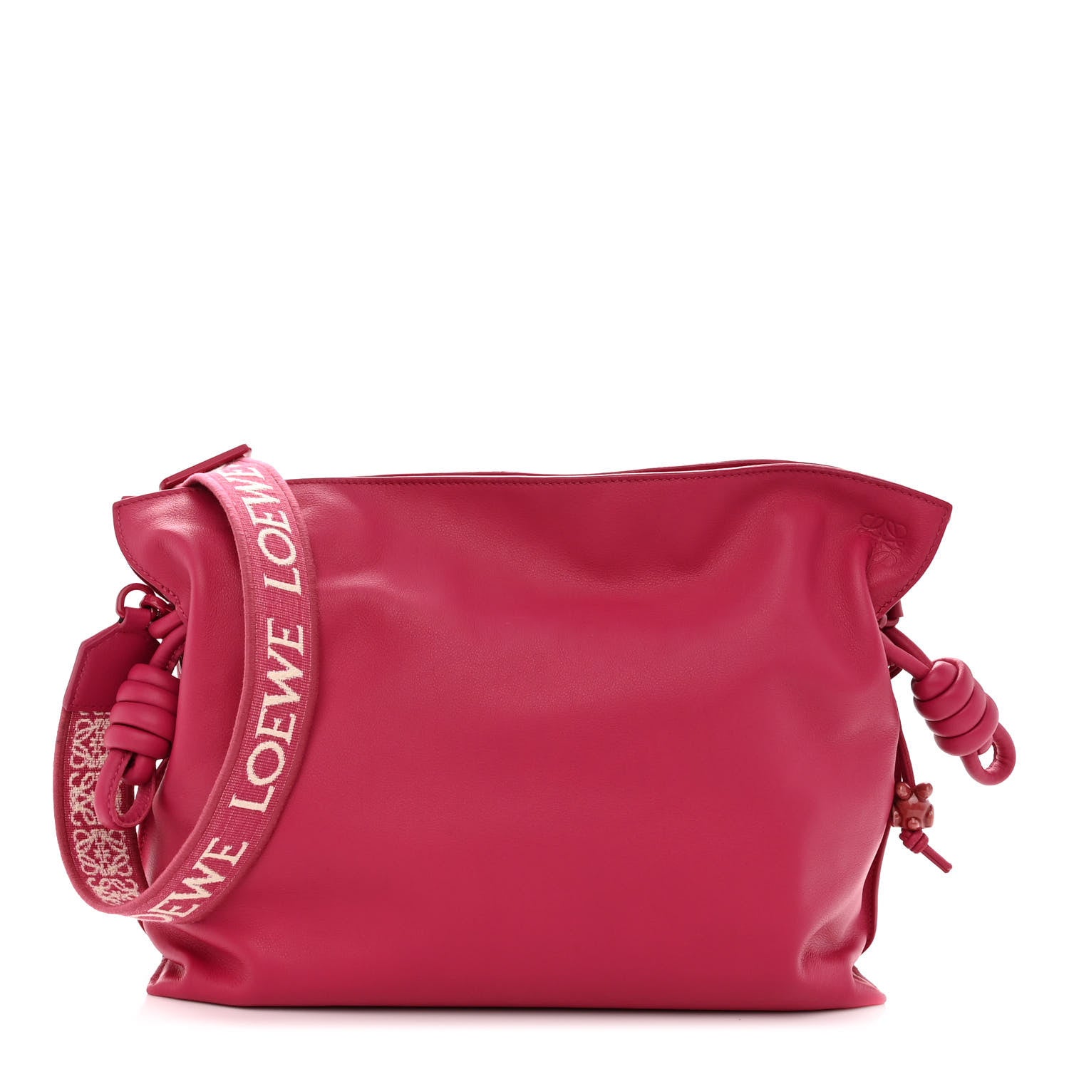 Loewe Satin Calfskin Monochrome Flamenco Knot Clutch Ruby Red Glaze 1 of 9