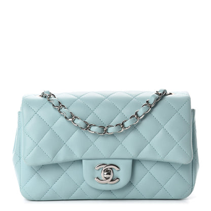 Chanel Lambskin Quilted Mini Rectangular Flap Light Blue 1 of 11