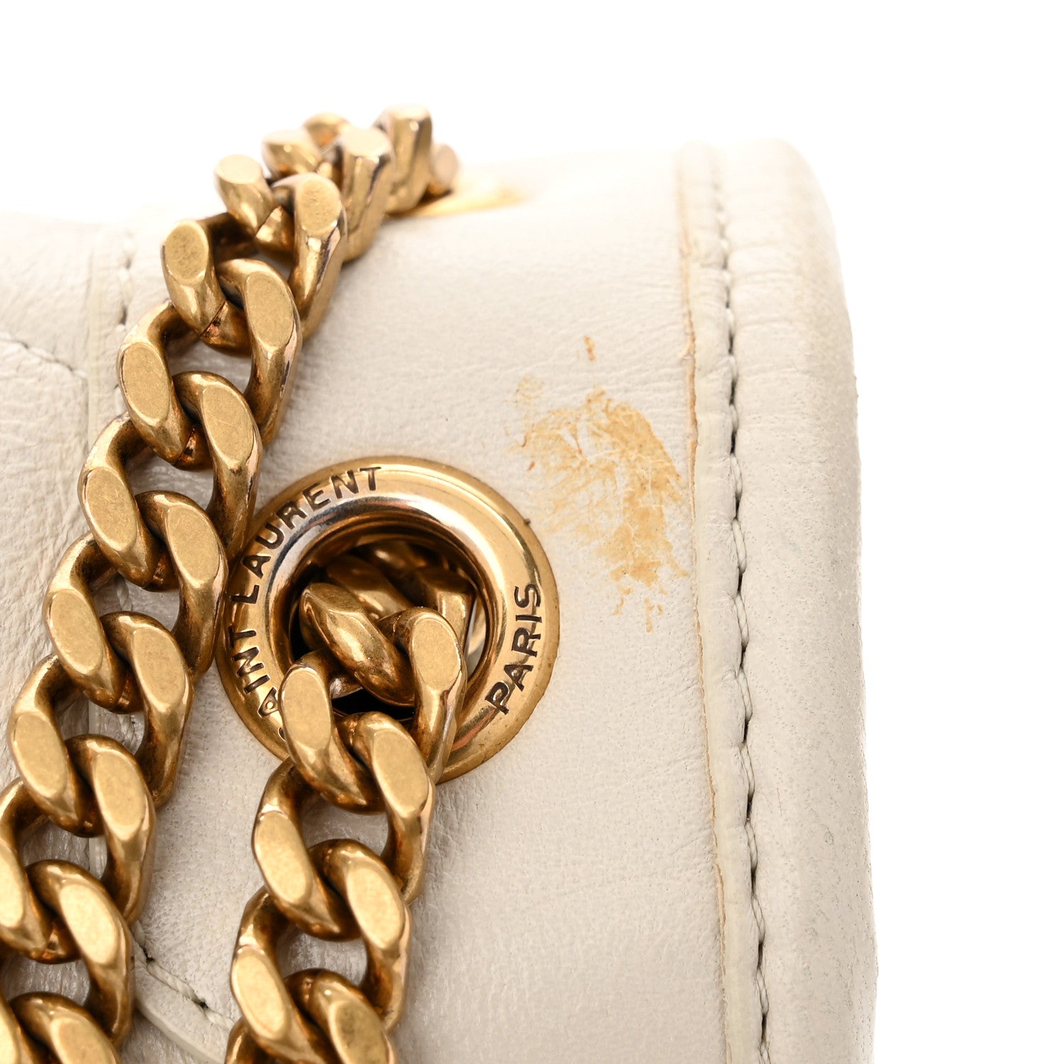 Saint Laurent Crinkled Calfskin Matelasse Monogram Baby Niki Chain Satchel Ivory 11 of 13