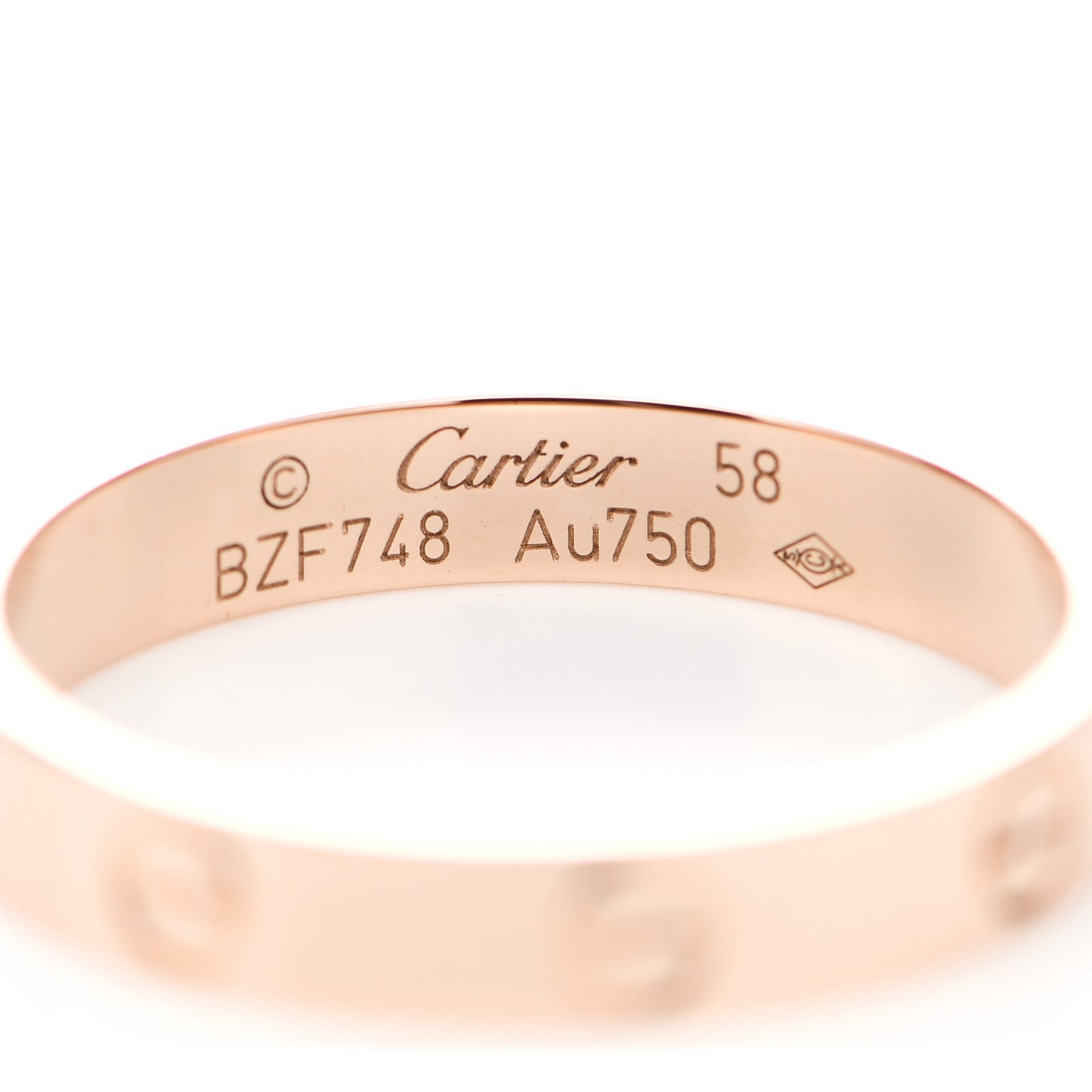 18K Pink Gold 3.5mm LOVE Wedding Band Ring 58 8.25