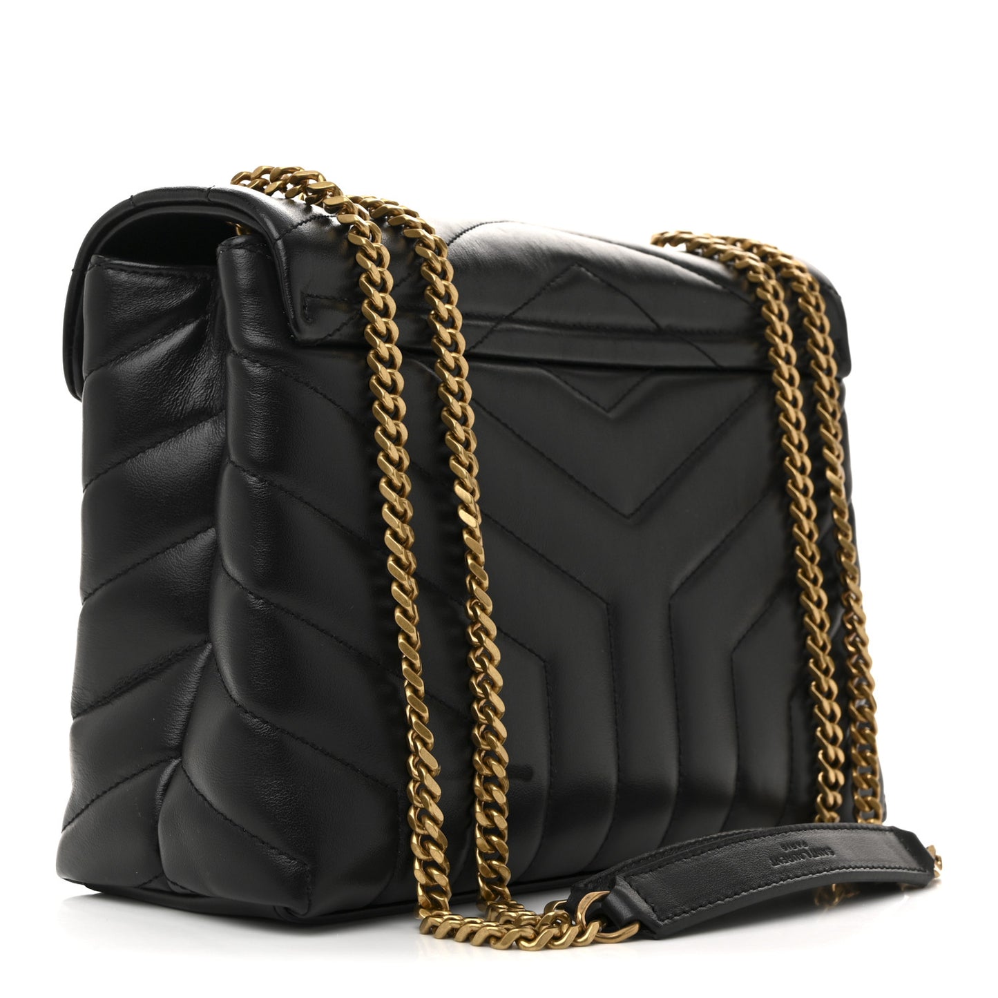 Calfskin Y Quilted Monogram Small Loulou Chain Satchel Black