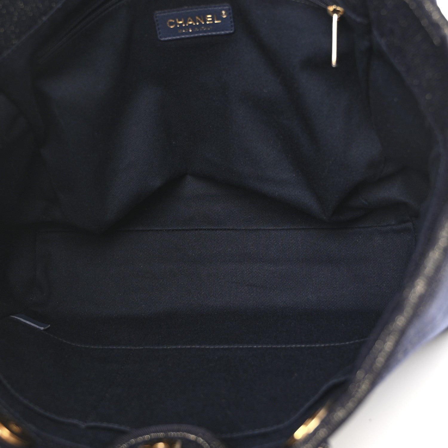 Chanel Lurex Canvas Small Deauville Tote Navy Blue Gold 5 of 10