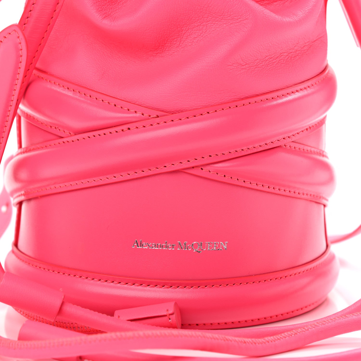 Alexander McQueen Calfskin The Soft Curve Drawstring Bag Neon Pink 8 of 11